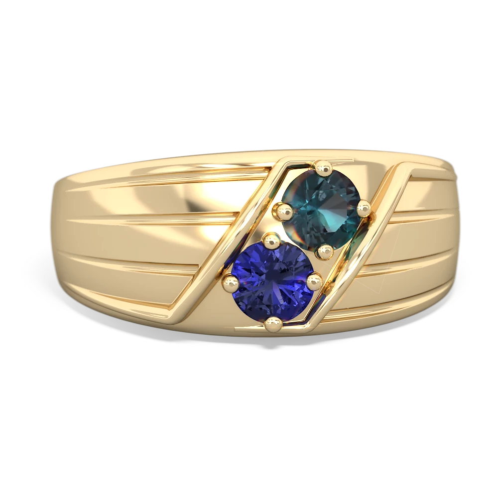 Alexandrite Men's Streamline 14K Yellow Gold ring R0460