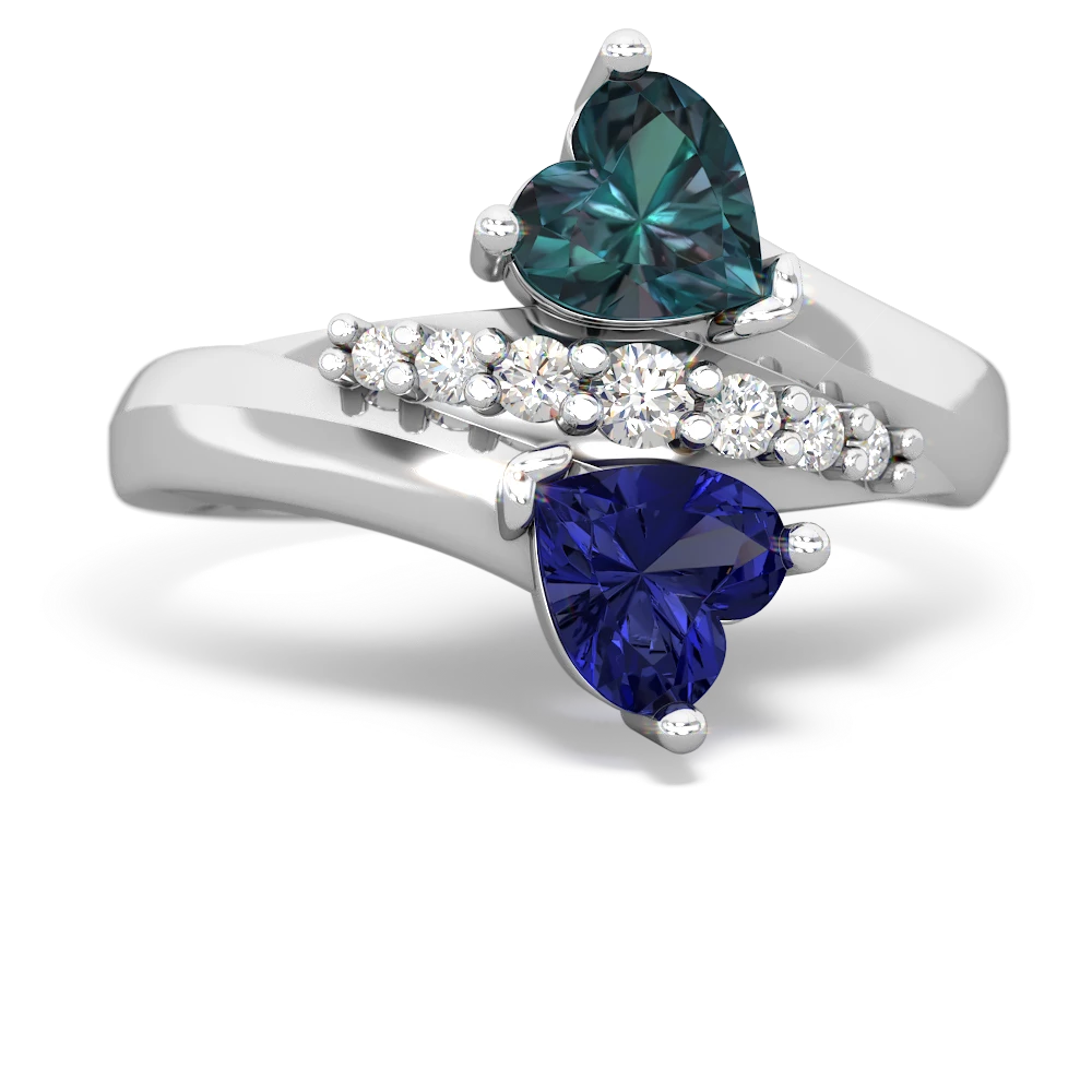 Alexandrite Heart To Heart 14K White Gold ring R2064