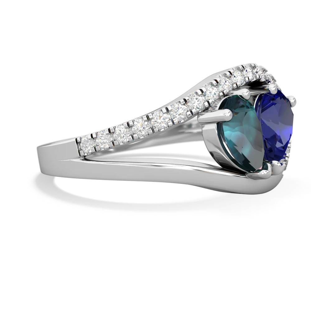 Alexandrite Nestled Heart Keepsake 14K White Gold ring R5650