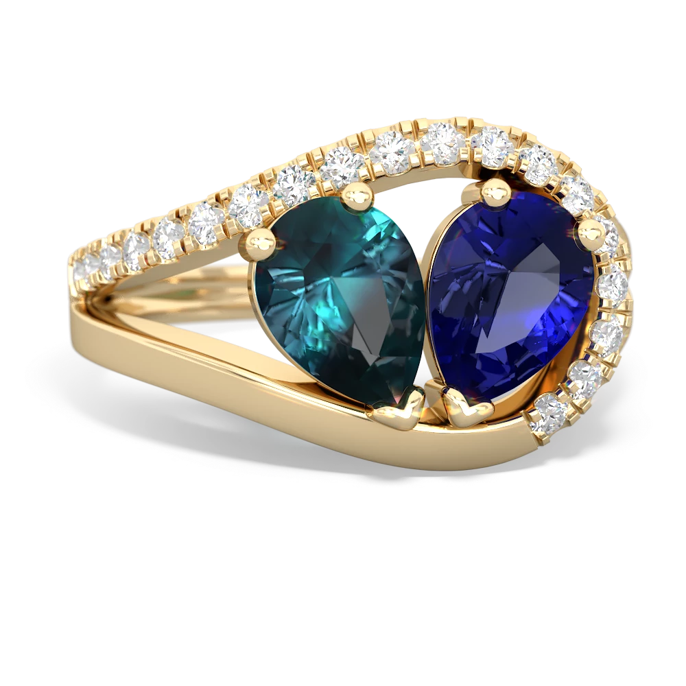 Alexandrite Nestled Heart Keepsake 14K Yellow Gold ring R5650