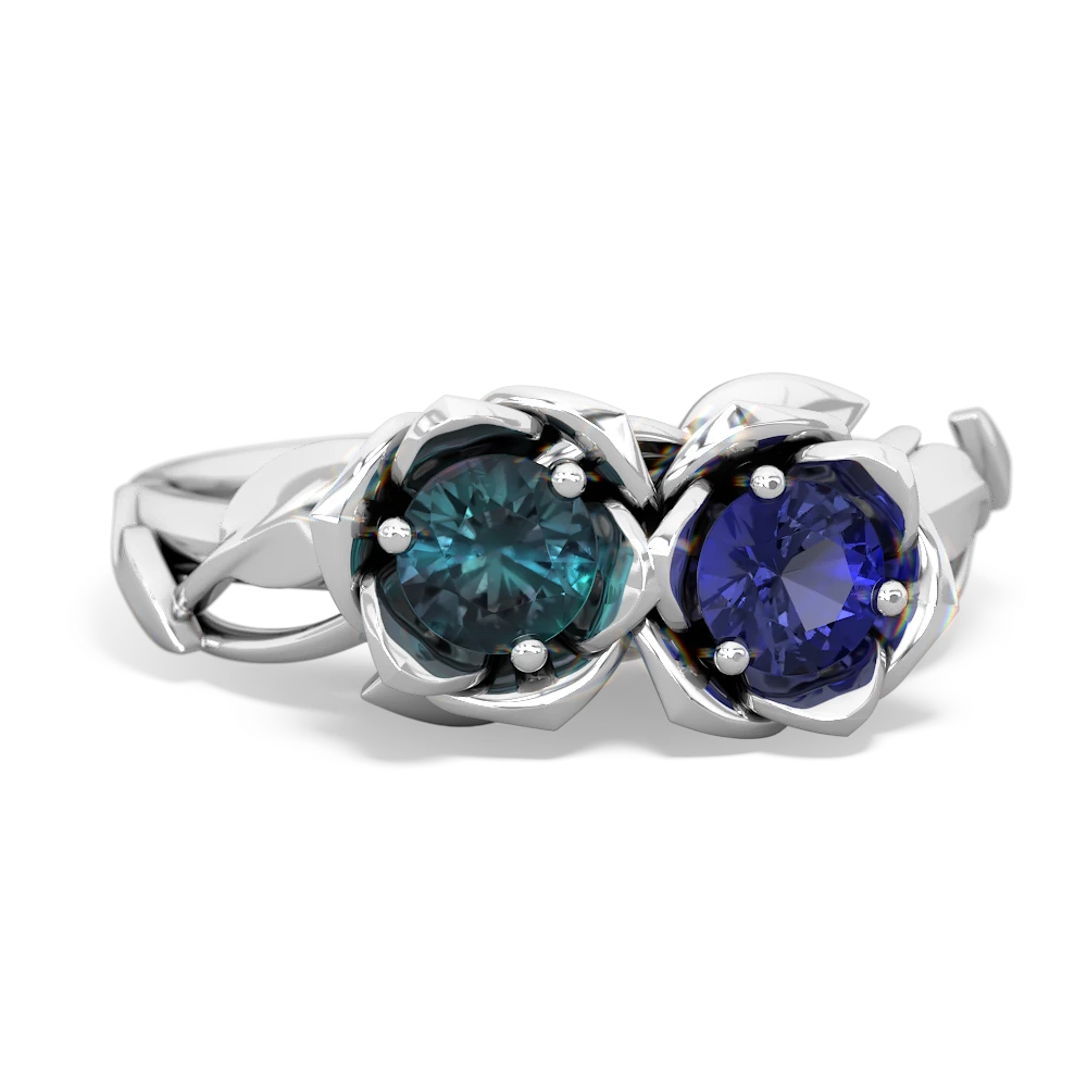 Alexandrite Rose Garden 14K White Gold ring R5510