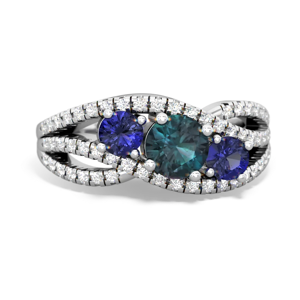 Alexandrite Three Stone Aurora 14K White Gold ring R3080