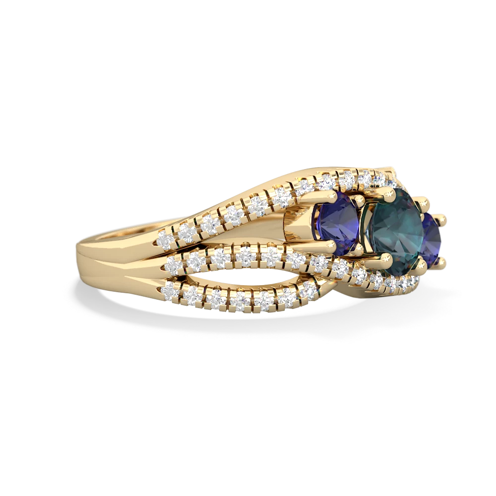 Alexandrite Three Stone Aurora 14K Yellow Gold ring R3080