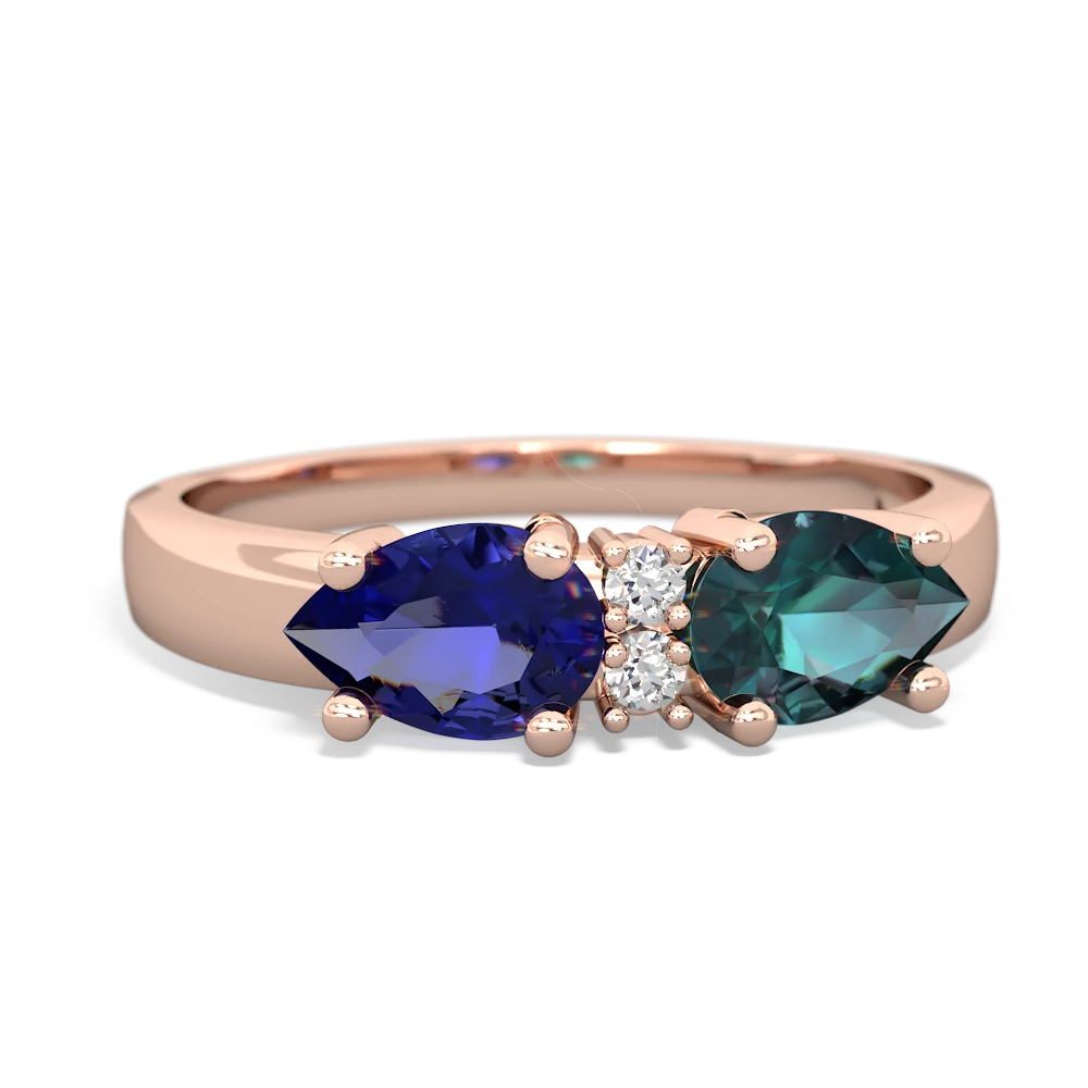 Alexandrite Pear Bowtie 14K Rose Gold ring R0865