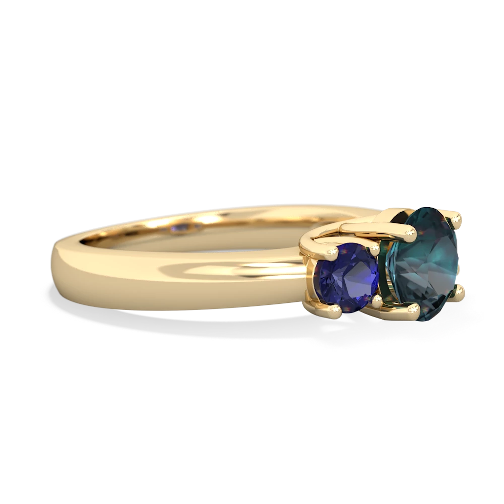 Alexandrite Three Stone Round Trellis 14K Yellow Gold ring R4018