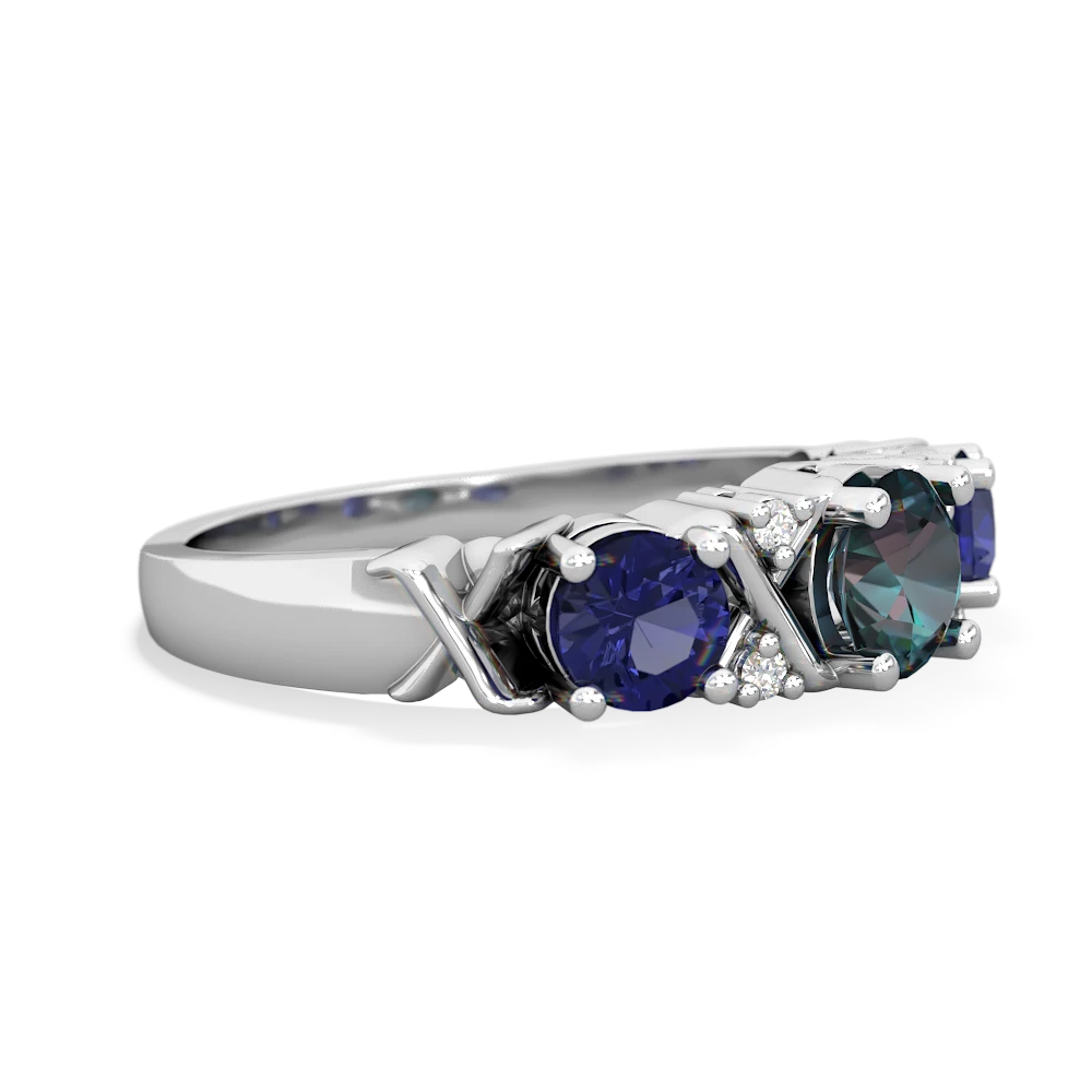 Alexandrite Hugs And Kisses 14K White Gold ring R5016