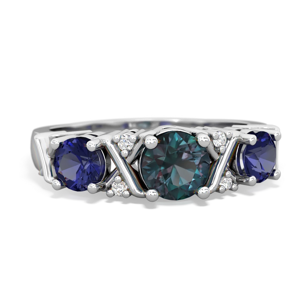 Alexandrite Hugs And Kisses 14K White Gold ring R5016