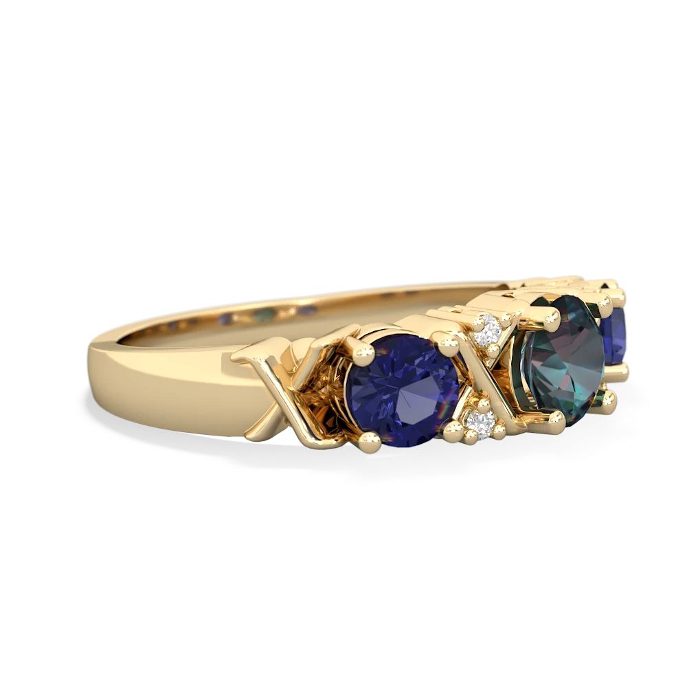 Alexandrite Hugs And Kisses 14K Yellow Gold ring R5016