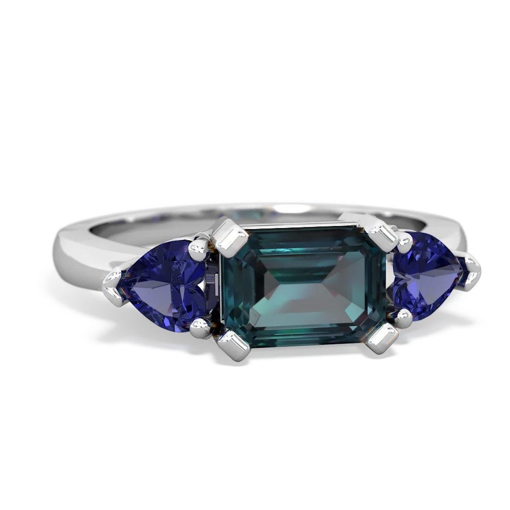 Alexandrite Three Stone 14K White Gold ring R5235