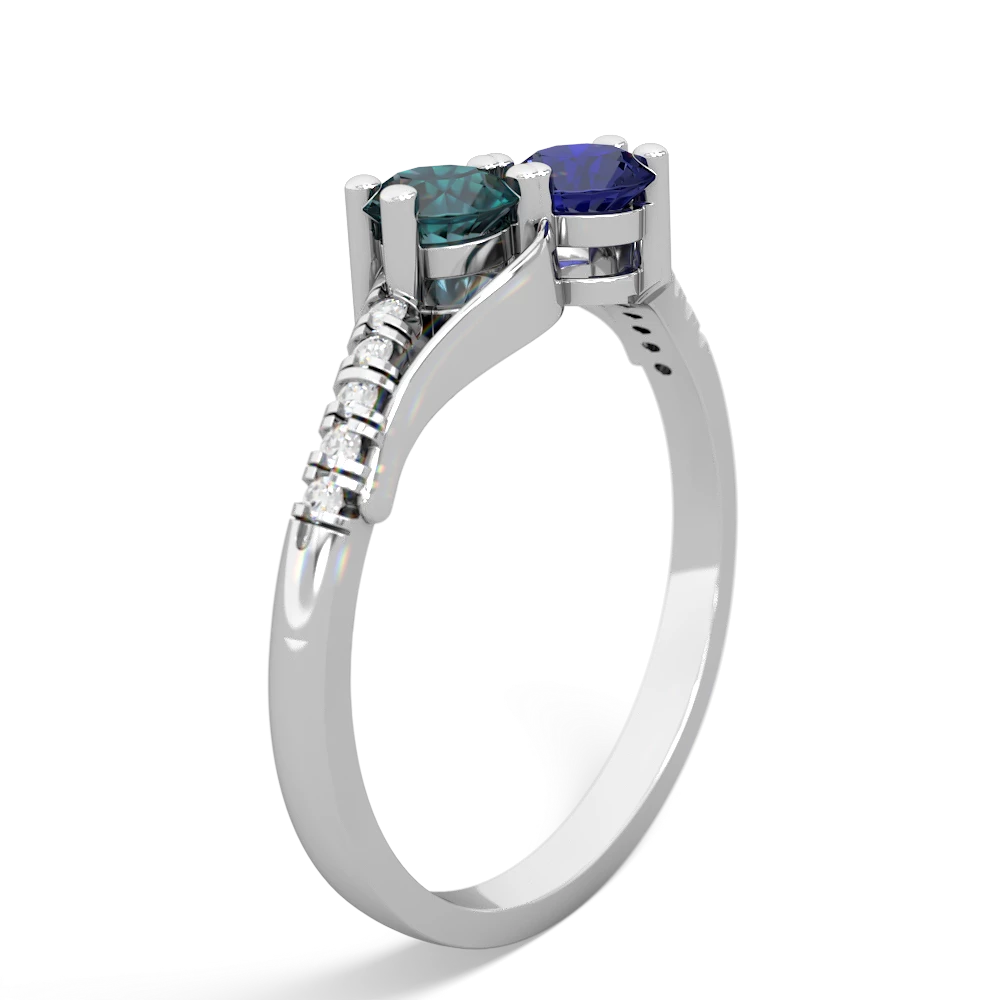 Alexandrite Infinity Pave Two Stone 14K White Gold ring R5285