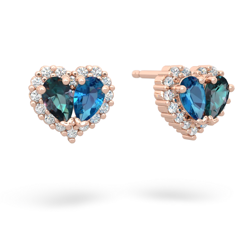 Alexandrite Halo 14K Rose Gold earrings E7008
