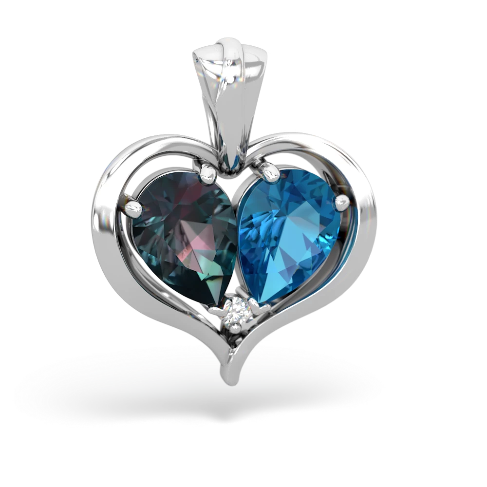 Alexandrite Two Become One 14K White Gold pendant P5330