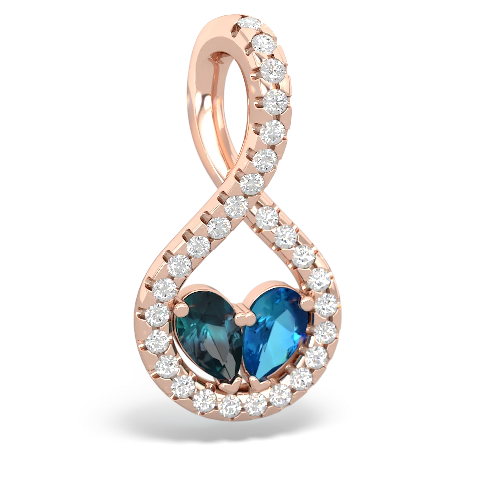 Alexandrite Pave Twist 'One Heart' 14K Rose Gold pendant P5360