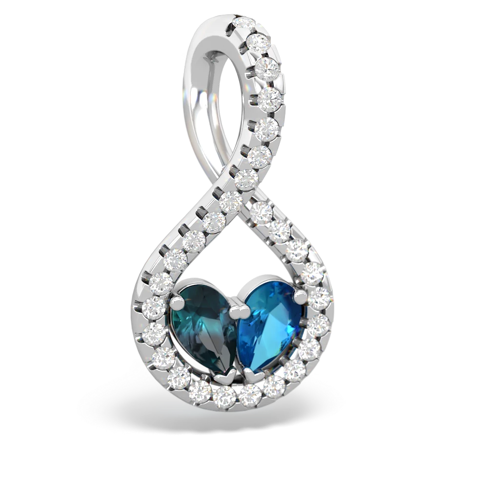 Alexandrite Pave Twist 'One Heart' 14K White Gold pendant P5360