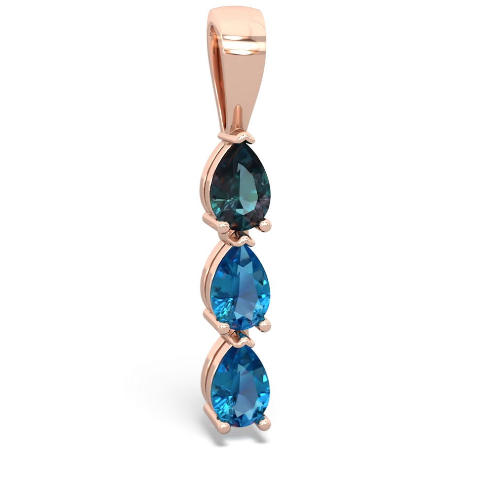 Alexandrite Dew Drops 14K Rose Gold pendant P2251