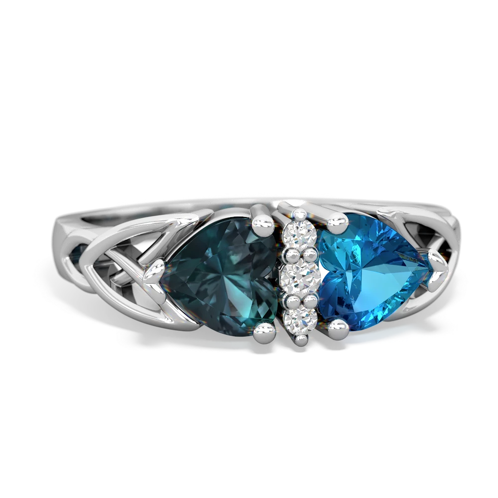 Alexandrite Celtic Knot Double Heart 14K White Gold ring R5040