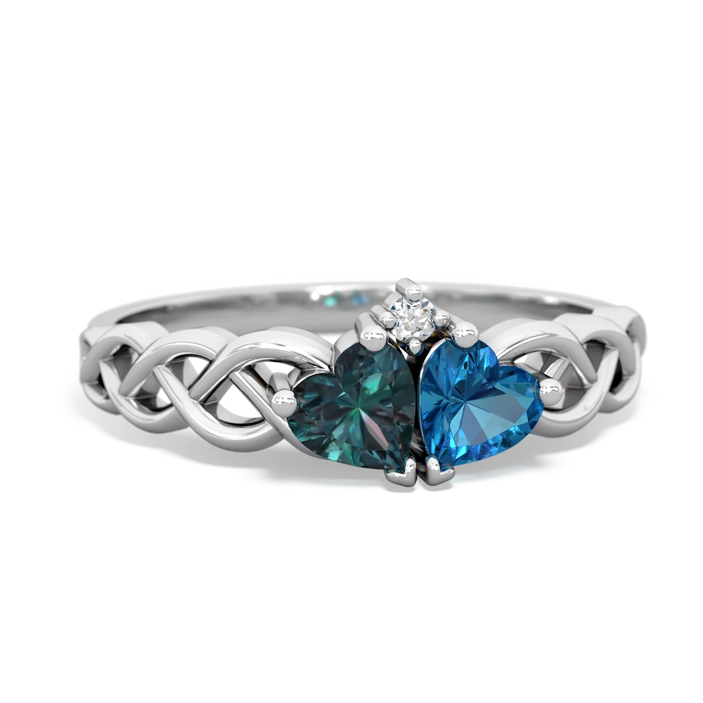 Alexandrite Heart To Heart Braid 14K White Gold ring R5870