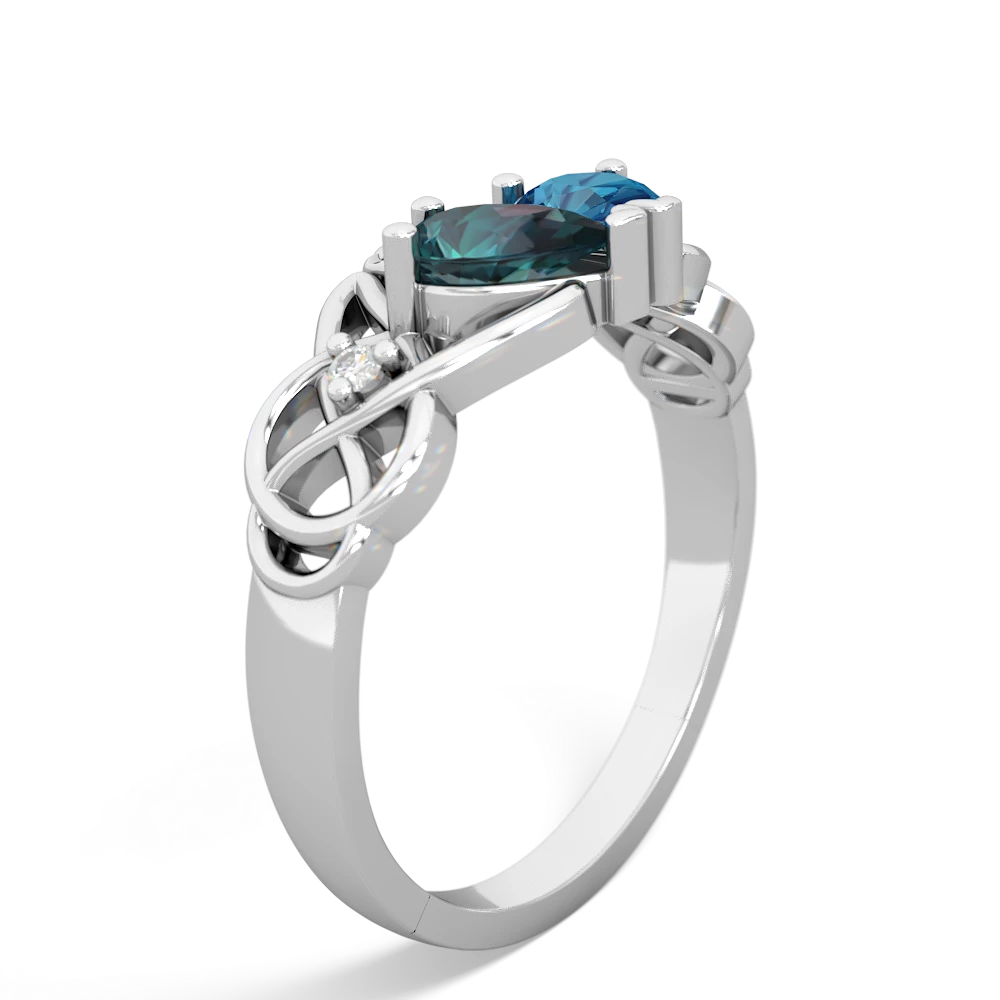 Alexandrite 'One Heart' Celtic Knot Claddagh 14K White Gold ring R5322