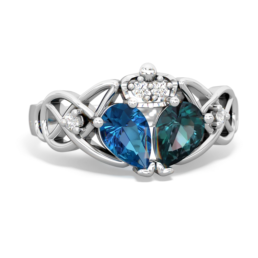 Alexandrite 'One Heart' Celtic Knot Claddagh 14K White Gold ring R5322