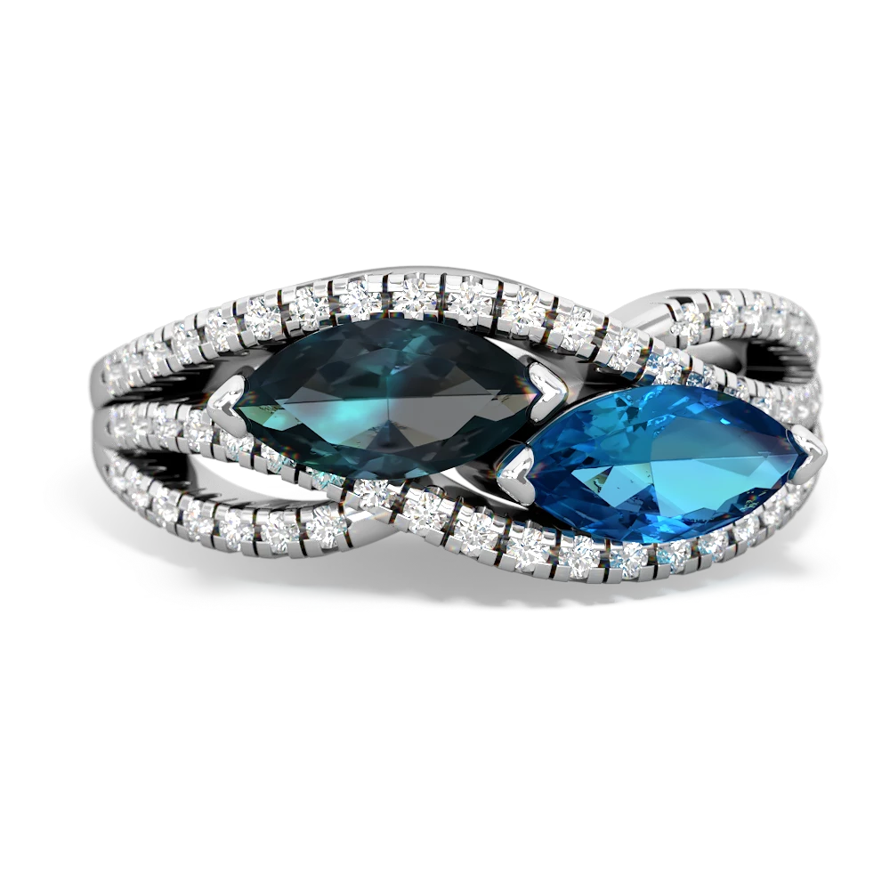 Alexandrite Diamond Rivers 14K White Gold ring R3070