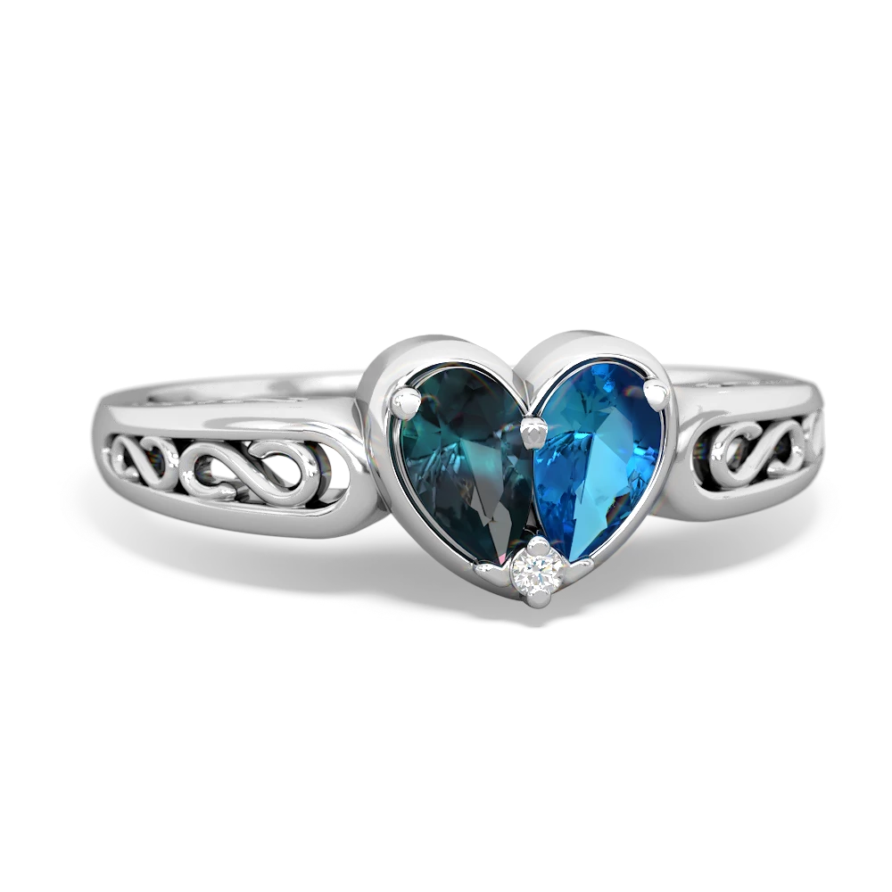 Alexandrite Filligree 'One Heart' 14K White Gold ring R5070