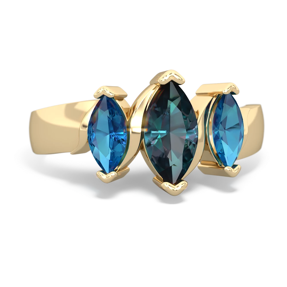 Alexandrite Three Peeks 14K Yellow Gold ring R2433