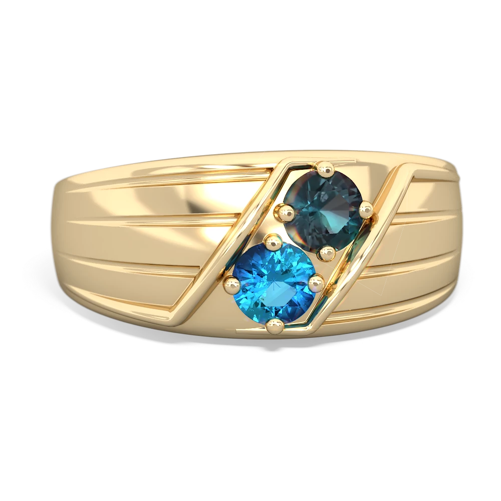 Alexandrite Men's Streamline 14K Yellow Gold ring R0460