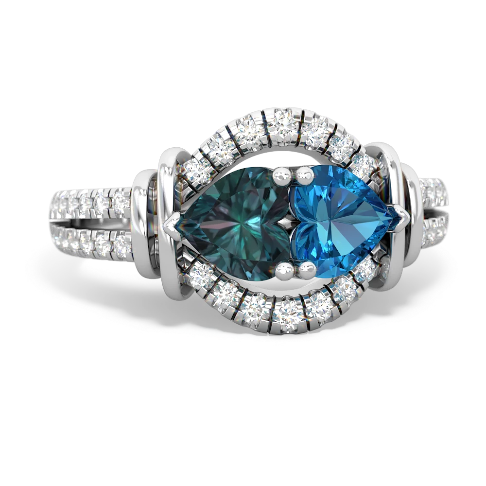 Alexandrite Art-Deco Keepsake 14K White Gold ring R5630