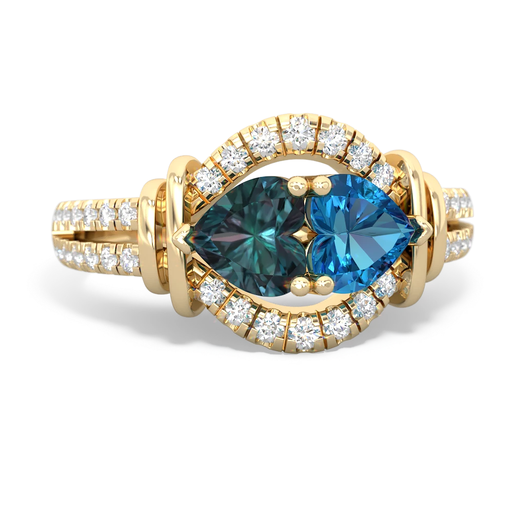 Alexandrite Art-Deco Keepsake 14K Yellow Gold ring R5630