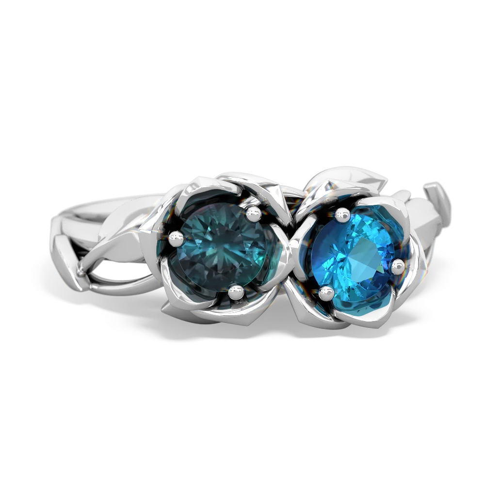 Alexandrite Rose Garden 14K White Gold ring R5510