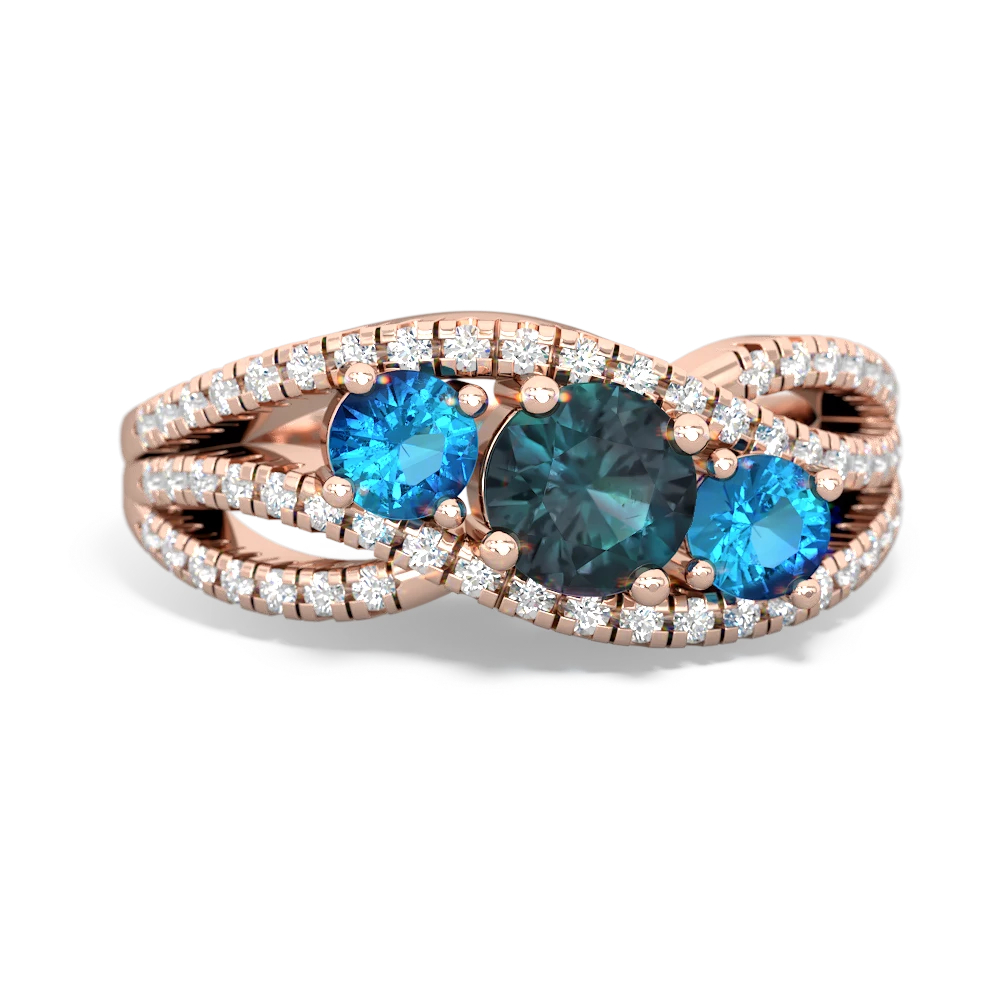 Alexandrite Three Stone Aurora 14K Rose Gold ring R3080