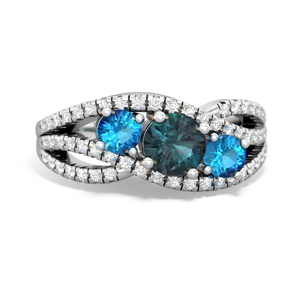 Alexandrite Three Stone Aurora 14K White Gold ring R3080