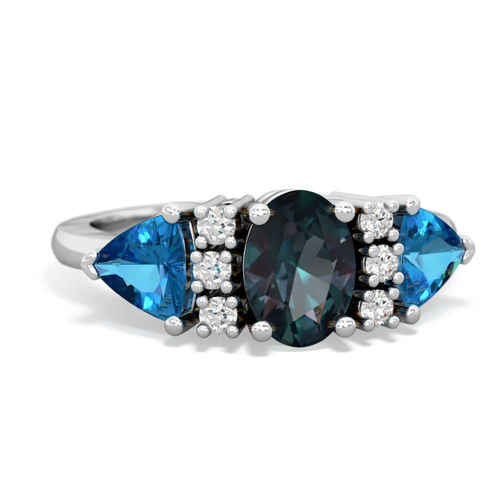 Alexandrite Antique Style Three Stone 14K White Gold ring R2186