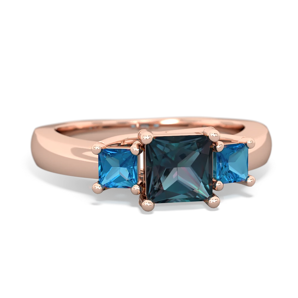 Alexandrite Three Stone Trellis 14K Rose Gold ring R4015