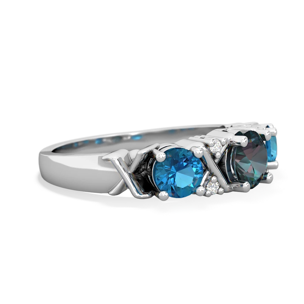 Alexandrite Hugs And Kisses 14K White Gold ring R5016