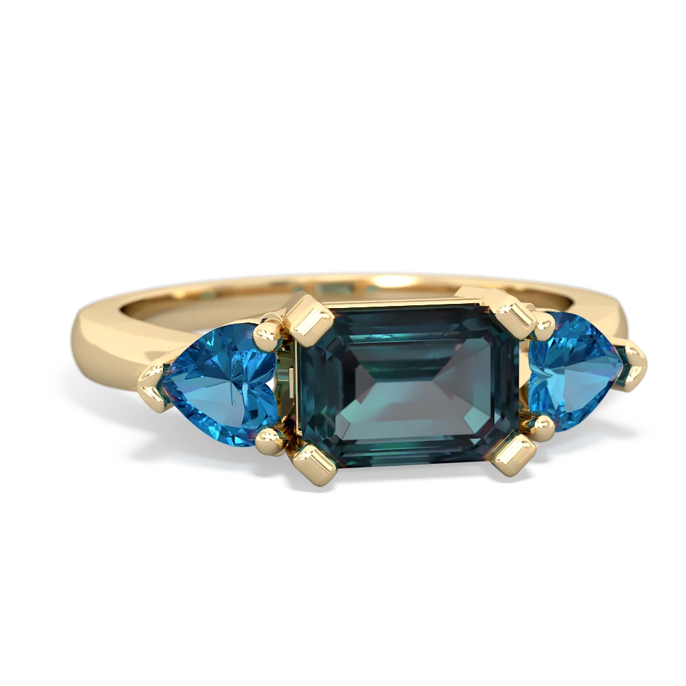 Alexandrite Three Stone 14K Yellow Gold ring R5235