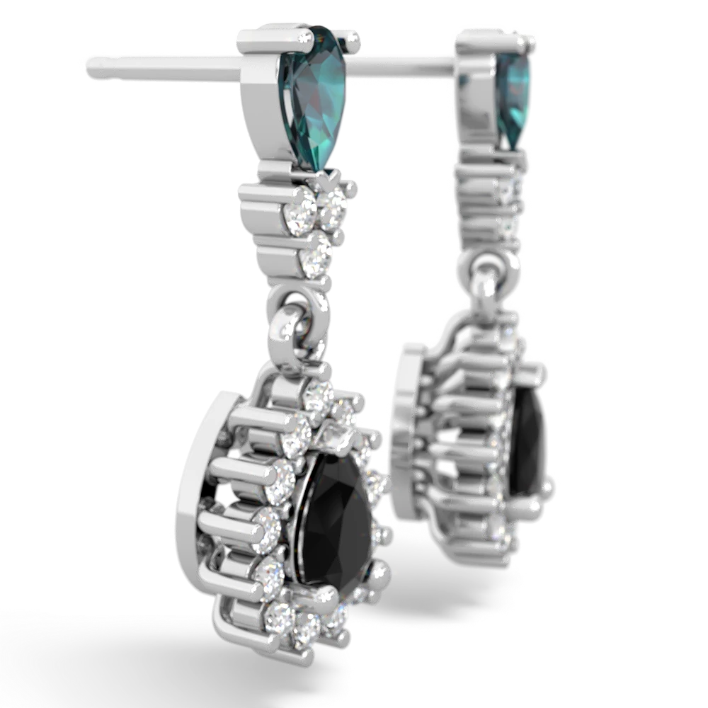 Alexandrite Halo Pear Dangle 14K White Gold earrings E1882