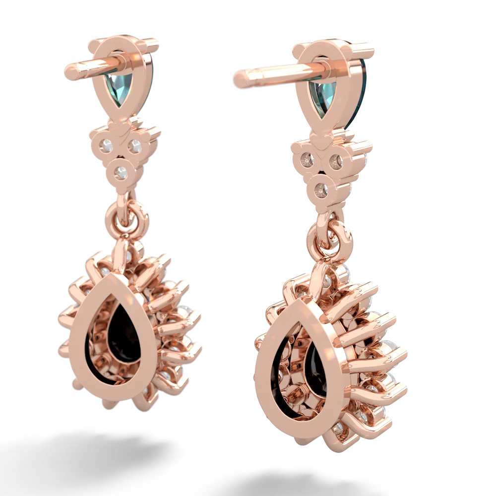 Alexandrite Halo Pear Dangle 14K Rose Gold earrings E1882