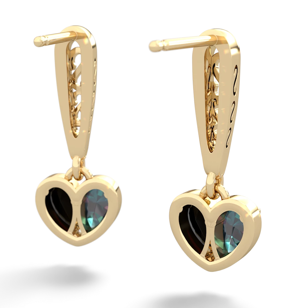 Alexandrite Filligree Heart 14K Yellow Gold earrings E5070