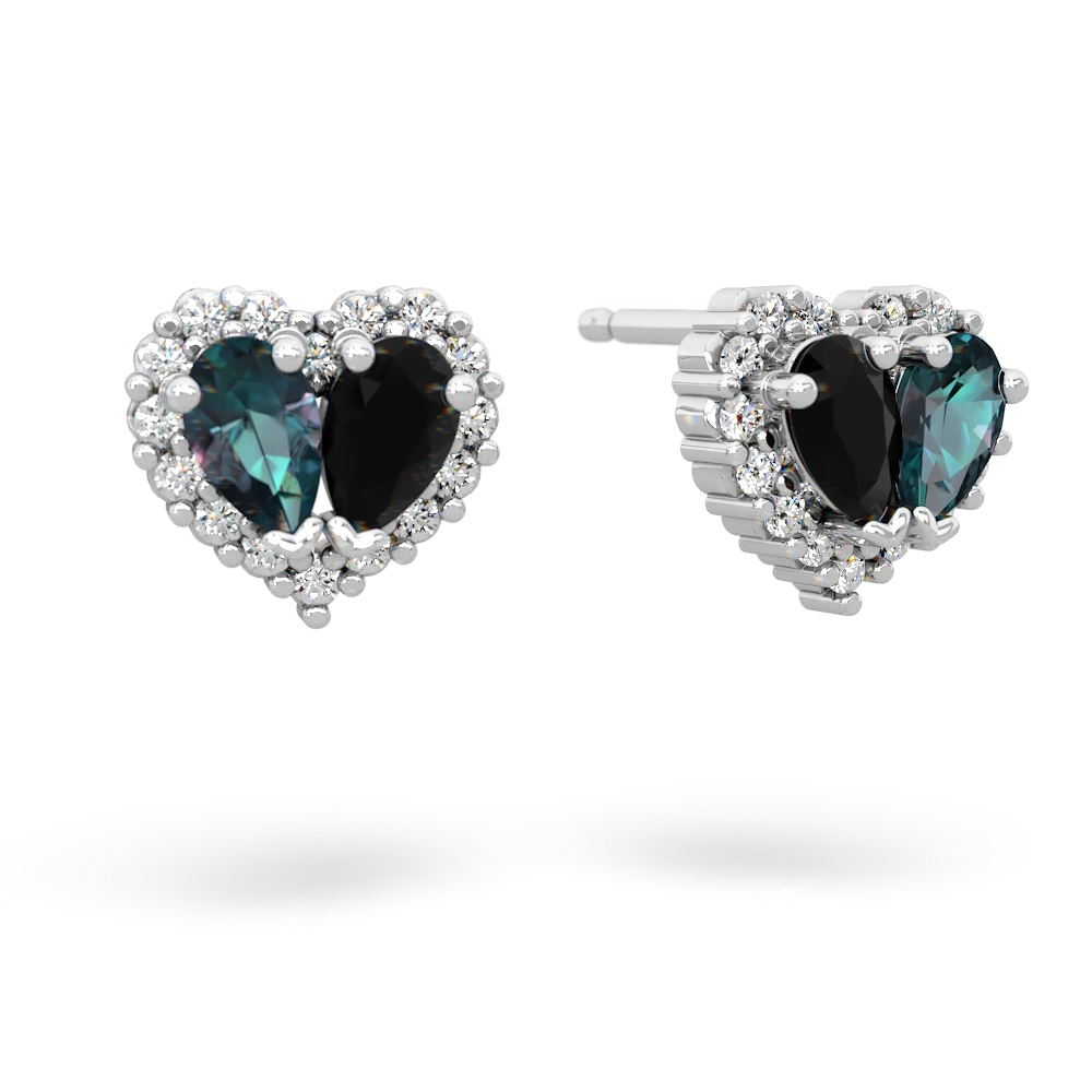 Alexandrite Halo 14K White Gold earrings E7008