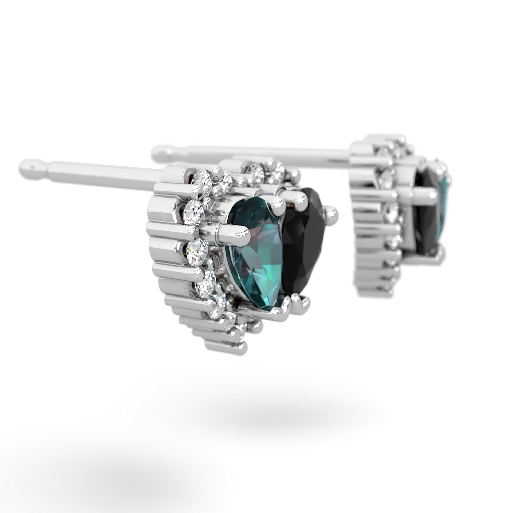 Alexandrite Halo 14K White Gold earrings E7008