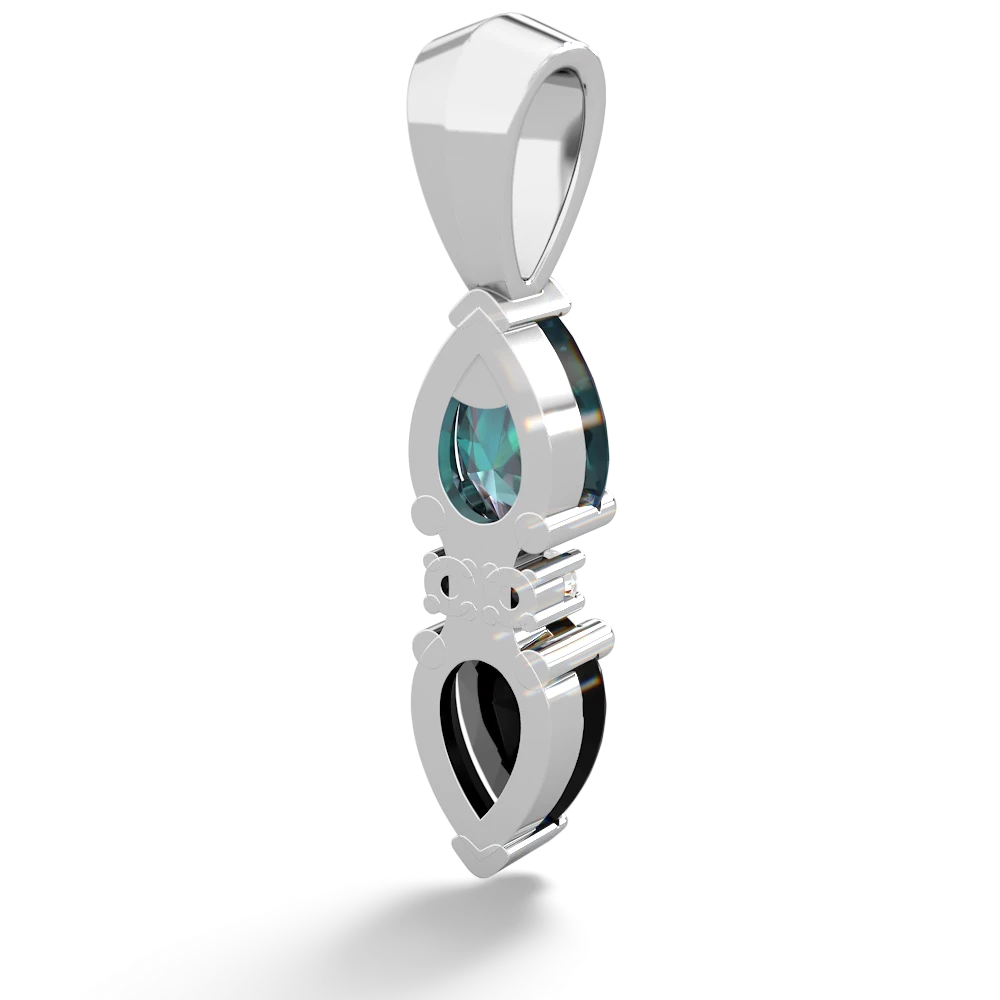 Alexandrite Bowtie Drop 14K White Gold pendant P0865