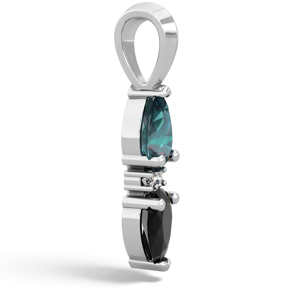 Alexandrite Bowtie Drop 14K White Gold pendant P0865