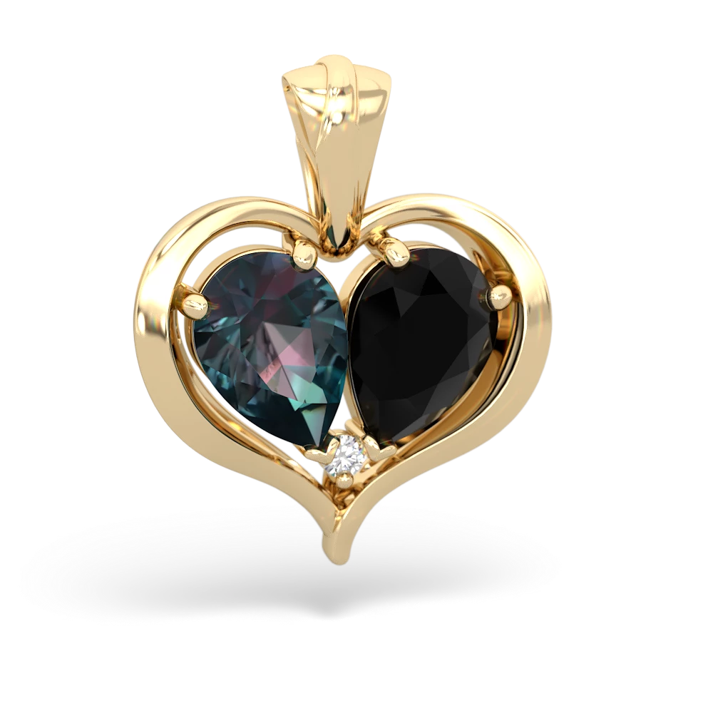 Alexandrite Two Become One 14K Yellow Gold pendant P5330