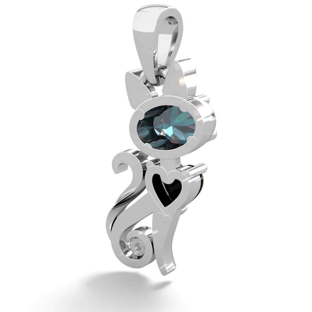 Alexandrite Kitten 14K White Gold pendant P5780