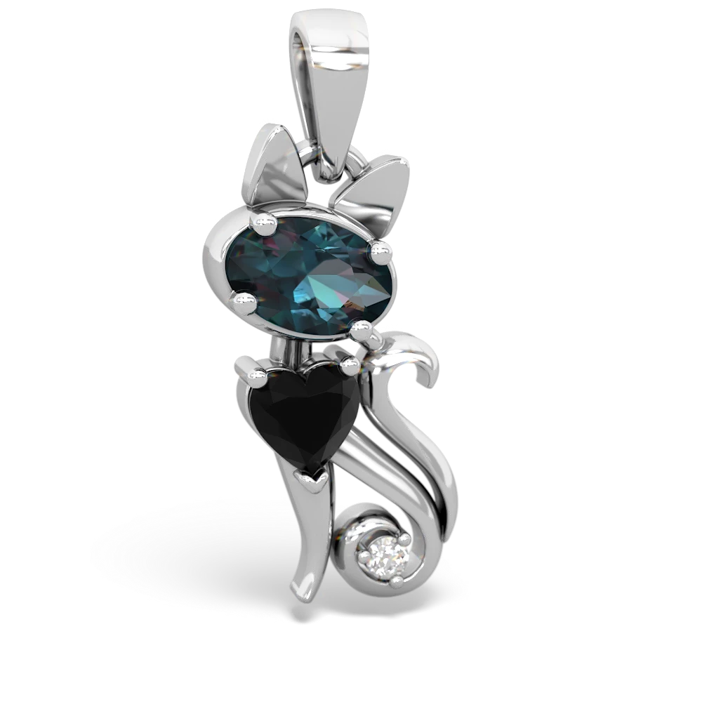 Alexandrite Kitten 14K White Gold pendant P5780