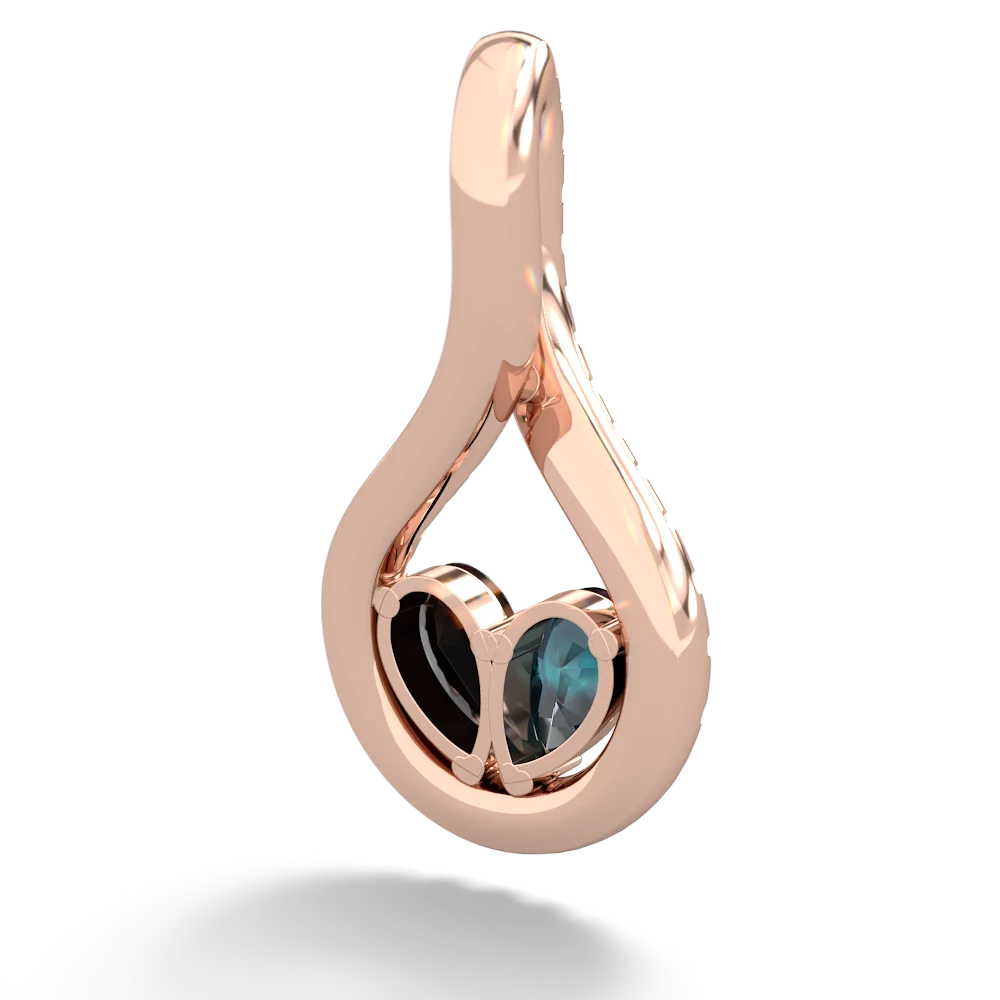 Alexandrite Pave Twist 'One Heart' 14K Rose Gold pendant P5360