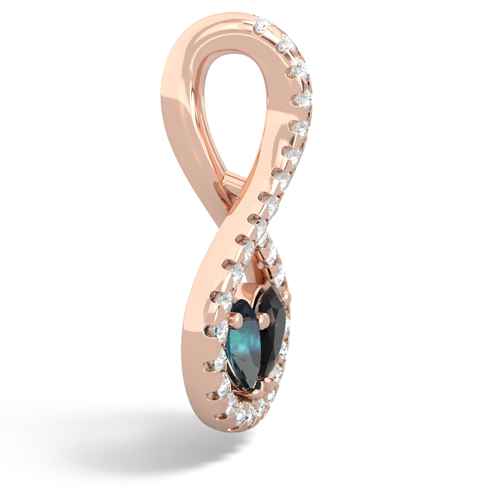 Alexandrite Pave Twist 'One Heart' 14K Rose Gold pendant P5360