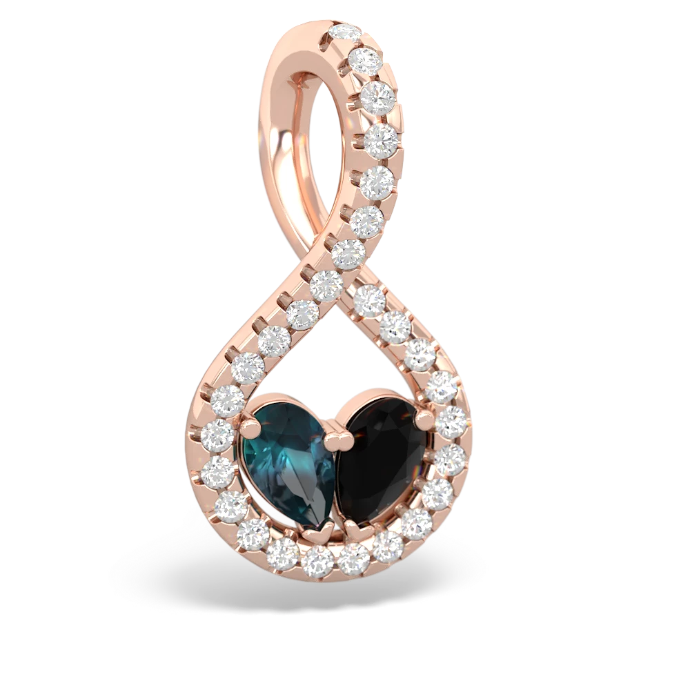 Alexandrite Pave Twist 'One Heart' 14K Rose Gold pendant P5360