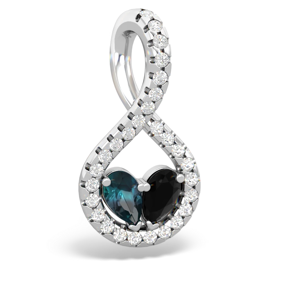 Alexandrite Pave Twist 'One Heart' 14K White Gold pendant P5360